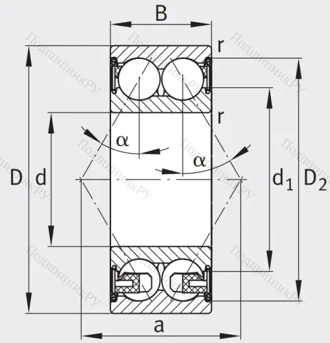 Двухрядный шариковый подшипник 3208 BD XL 2Z TVH от производителя  FAG