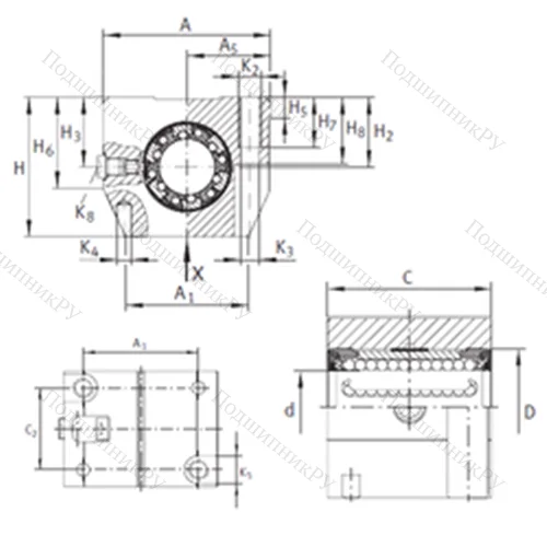Подшипник шариковый линейный KGN 25 C-PP-AS от производителя  INA