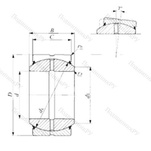 Подшипник скольжения сферический SBB 22-2RS от производителя  IKO
