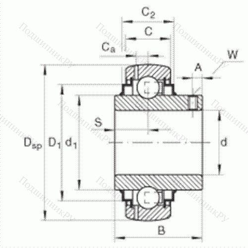 Подшипник шариковый закрепляемый GY 1015-KRR-B-AS 2/V от производителя  INA Подшипник шариковый закрепляемый GY 1015-KRR-B-AS 2/V от производителя  INA