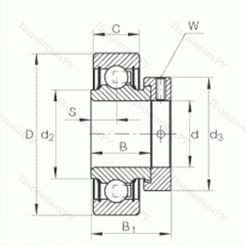 Подшипник шариковый закрепляемый RA 101-NPP от производителя  INA Подшипник шариковый закрепляемый RA 101-NPP от производителя  INA