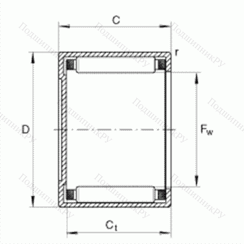 Подшипник роликовый игольчатый с одним наружным штампованным кольцом, закрытым с одной стороны BK 1816 от производителя  INA Подшипник роликовый игольчатый с одним наружным штампованным кольцом, закрытым с одной стороны BK 1816 от производителя  INA