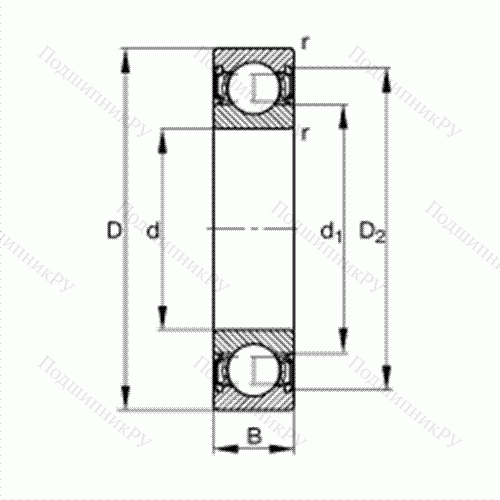 Подшипник шариковый радиальный 61900-2RSR от производителя  FAG Подшипник шариковый радиальный 61900-2RSR от производителя  FAG