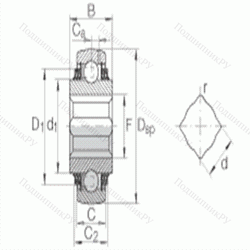 Подшипник шариковый закрепляемый GVK 100-208-KTT-B-AS 2/V от производителя  INA Подшипник шариковый закрепляемый GVK 100-208-KTT-B-AS 2/V от производителя  INA